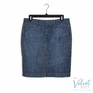 Gap Limited Edition Denim Pencil Skirt Size 8 Medium Wash Back Slit Classic